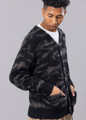 MOHAIR KNIT CAMO CARDIGAN