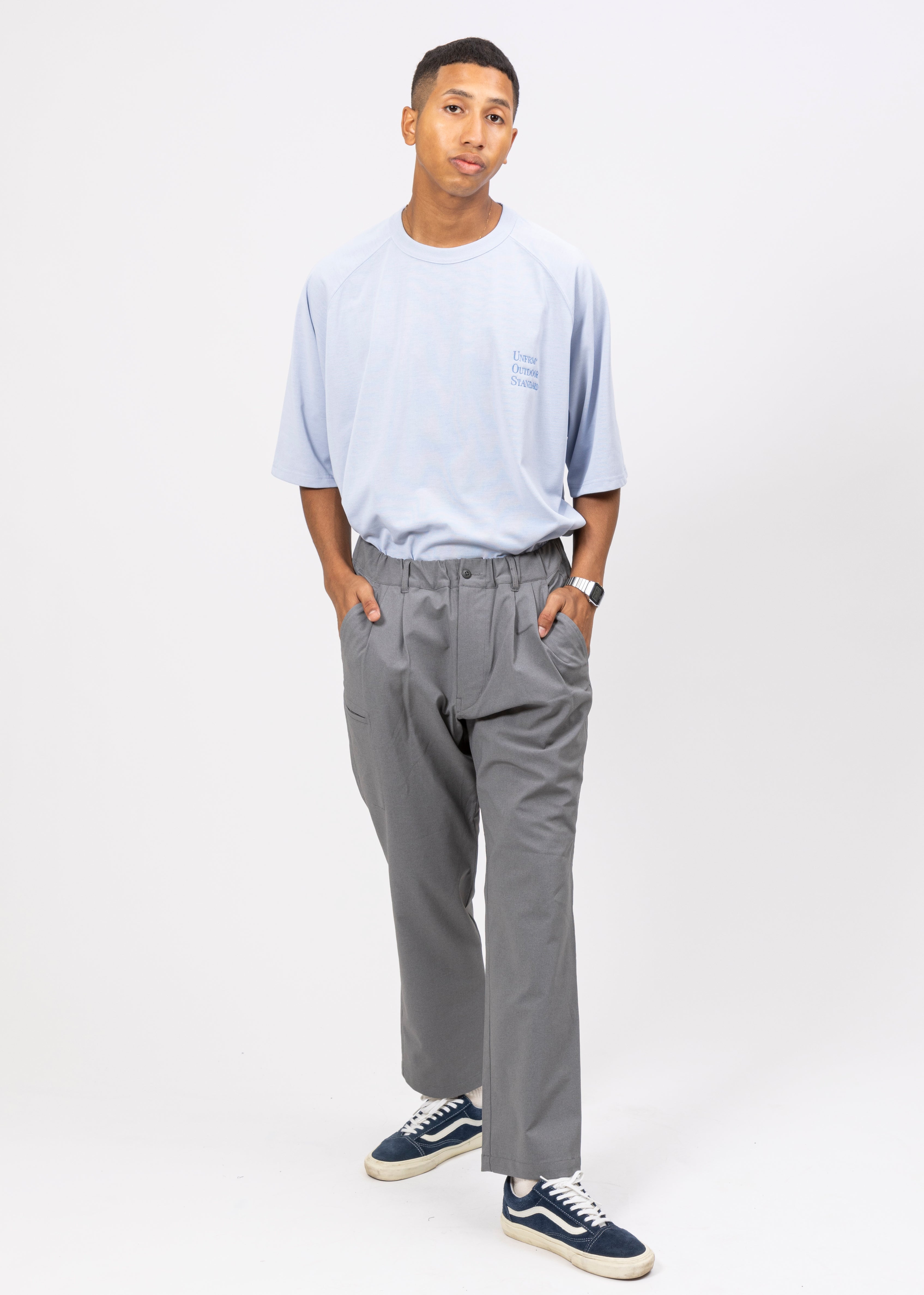 SOLOTEX MELANGE 4WAY STRETCH TWO-TUCK DRY BAGGY PANTS – UNFRM 