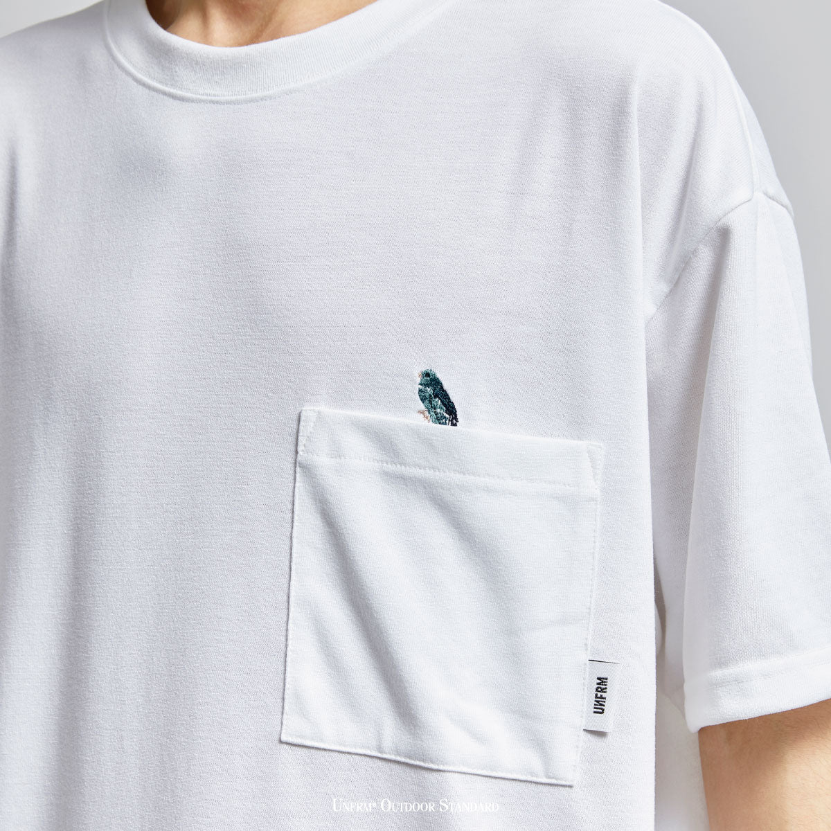 HEAVY WEIGHT  EMBROIDERED BIRD DRY POCKET T-SHIRT